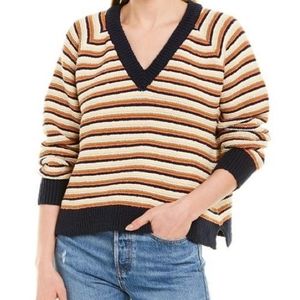 Madewell - Arden V-Neck Crop Pullover Sweater in Stripe - Size S